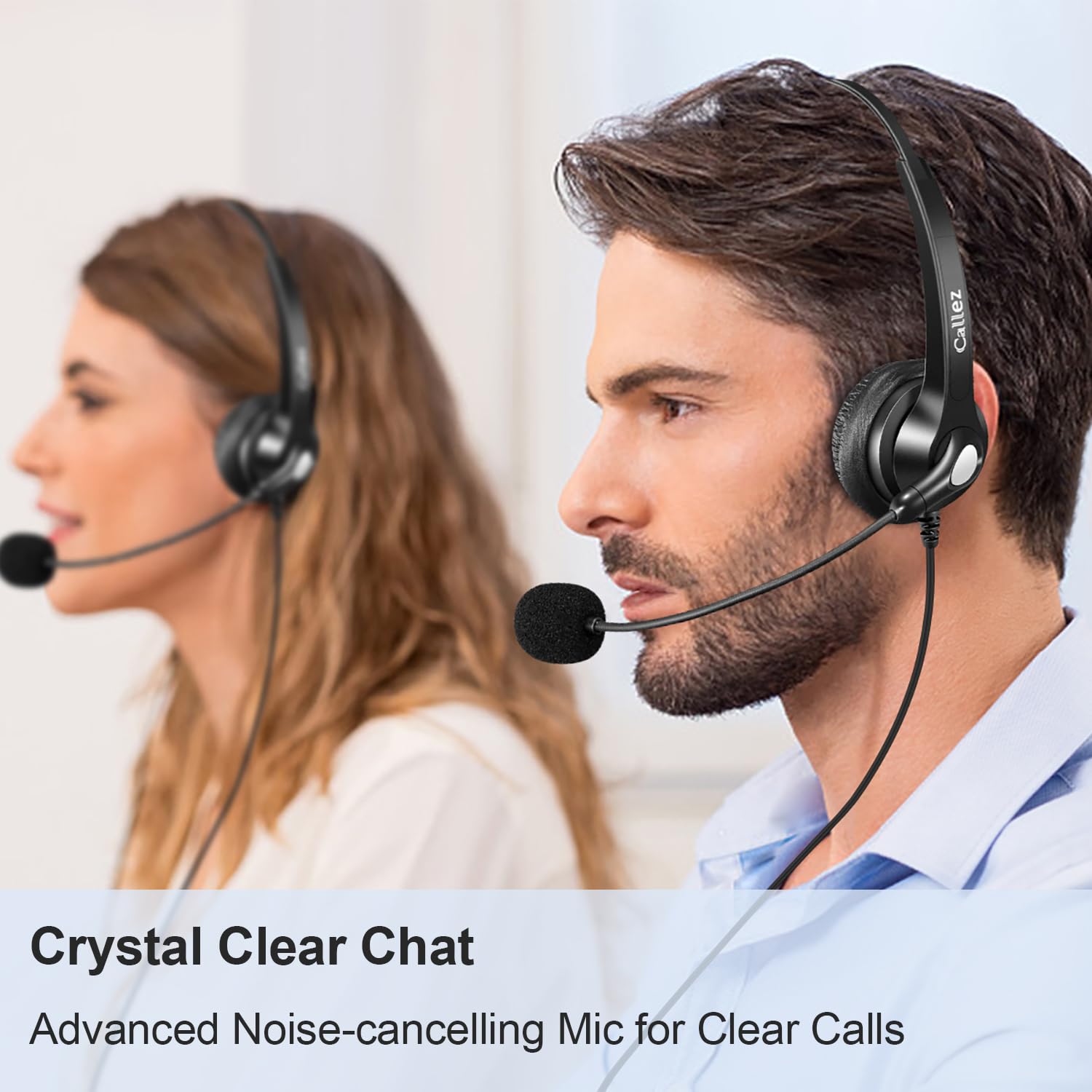 2.5Mm Phone Headset With Microphone Noise Cancelling & Volume Controls, Office Telephone Headphone Compatible With Panasonic At&